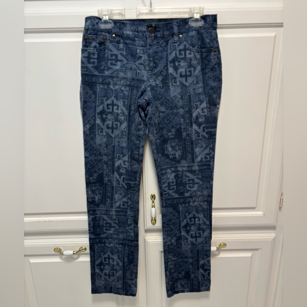 LRL Ralph Lauren  Art Of Wear Western Aztec Blue Denim Jeans Women’s Size 4